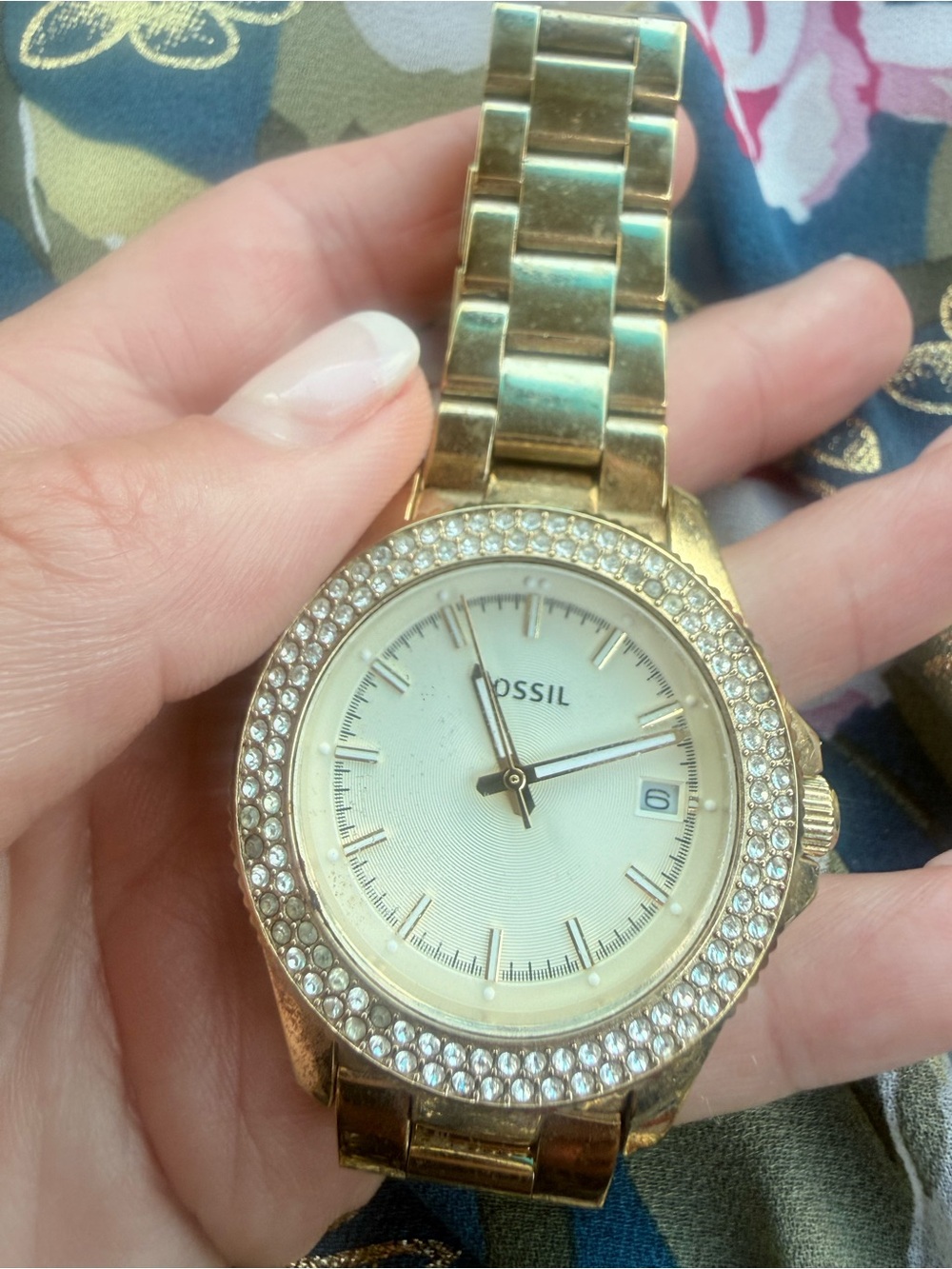 Fossil Gold-Tone Crystal Accent Bracelet